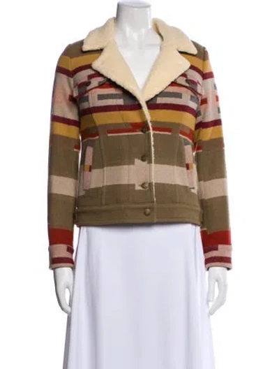 Pre-owned Pendleton Virgin Wool Striped Denim Jacket In Multi