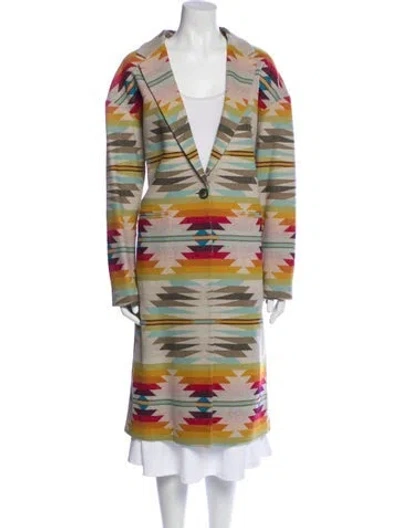 Pre-owned Pendleton Virgin Wool Striped Trench Coat W/ Tags In Neutral