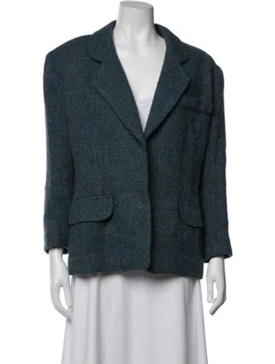 Pre-owned Pendleton Virgin Wool Tweed Pattern Blazer In Blue