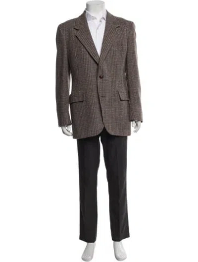 Pre-owned Pendleton Virgin Wool Tweed Pattern Blazer In Brown