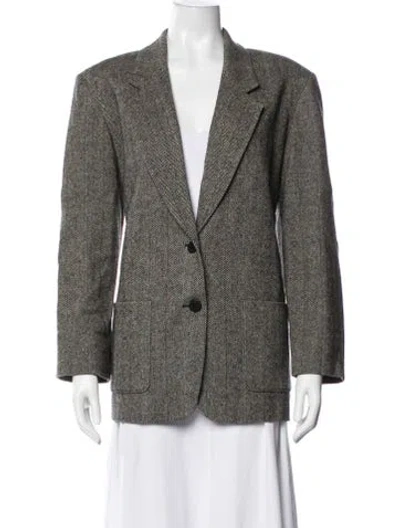 Pre-owned Pendleton Virgin Wool Tweed Pattern Blazer In Grey
