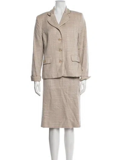 Pre-owned Pendleton Virgin Wool Tweed Pattern Skirt Suit In Neutrals