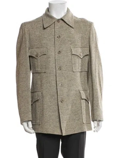 Pre-owned Pendleton Virgin Wool Tweed Pattern Utility Jacket In Green