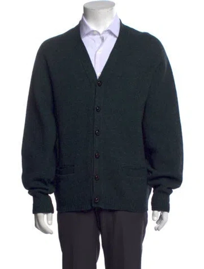 Pre-owned Pendleton Virgin Wool V-neck Cardigan In Blue/green