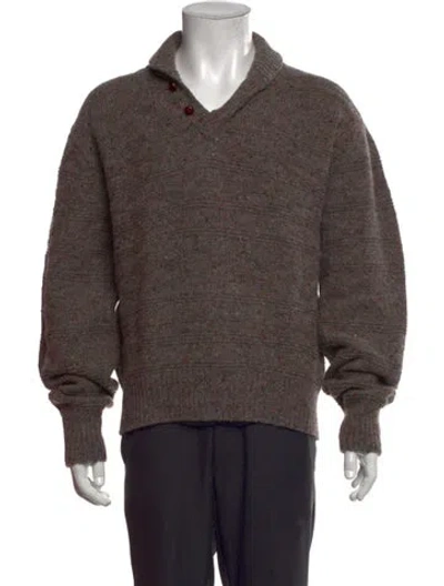 Pre-owned Pendleton Virgin Wool V-neck Pullover In Brown