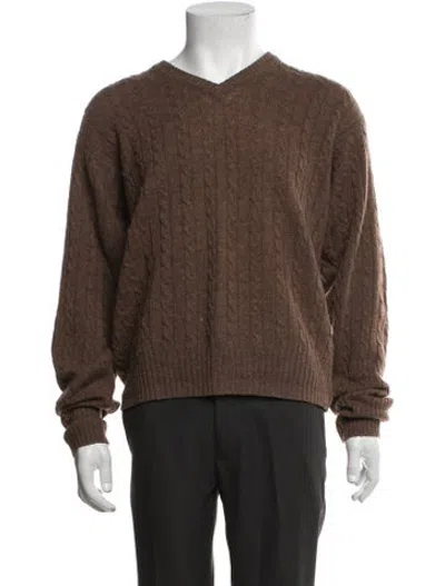 Pre-owned Pendleton Virgin Wool V-neck Pullover In Brown