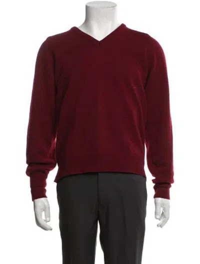 Pre-owned Pendleton Virgin Wool V-neck Pullover In Burgundy