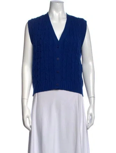 Pre-owned Pendleton Virgin Wool V-neck Sweater In Blue