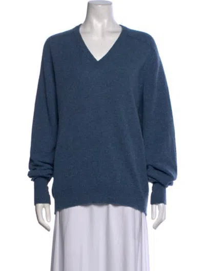 Pre-owned Pendleton Virgin Wool V-neck Sweater In Blue