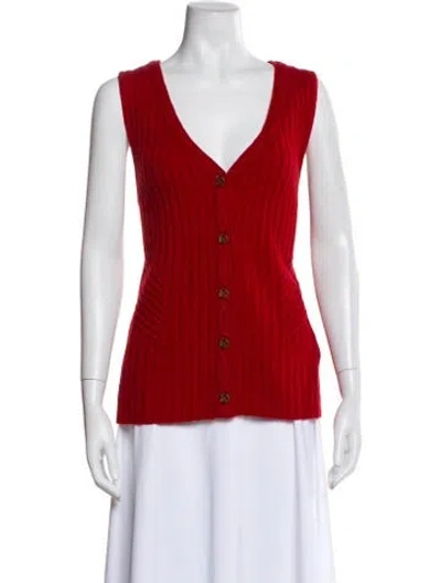 Pre-owned Pendleton Virgin Wool V-neck Sweater In Red