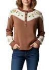 Pendleton Western Floral Henley Sweater In Brown In Brown