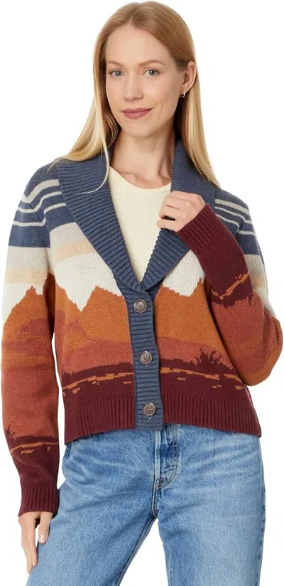 Pendleton Western Scenic Cardigan In Blue Rust Multi