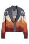 Pendleton Western Scenic Jacquard Cotton Cardigan In Blue/ Rust Multi