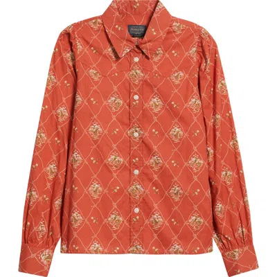Pendleton Winona Puff Sleeve Western Shirt In Orange
