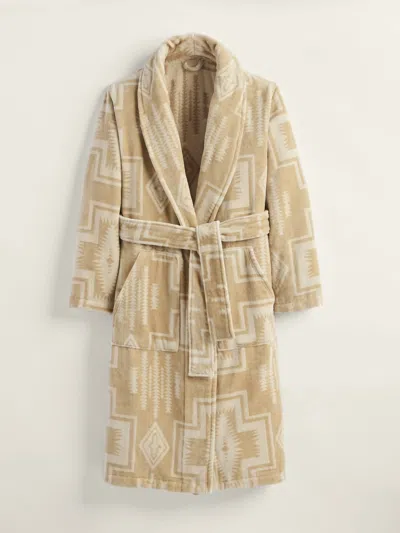 Pendleton Women's Cotton Terry Velour Robe In Harding Sandshell In Multi