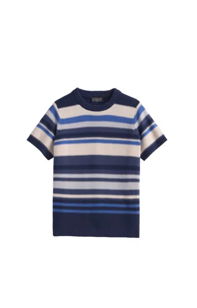 Pendleton Women's Textured Striped Sweater In Navy/cream In Blue
