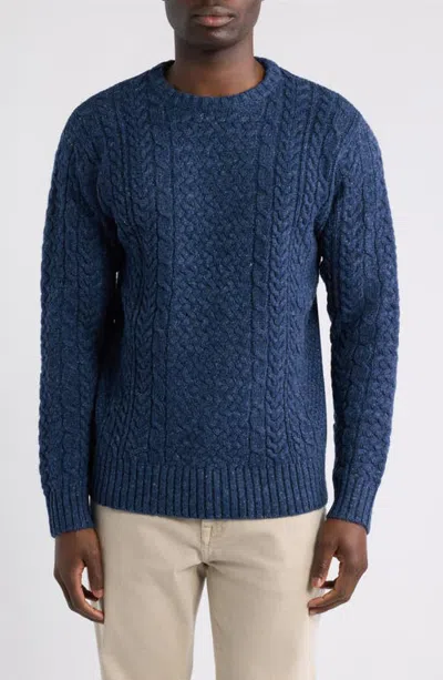 Pendleton Wool Fisherman Crewneck Sweater In Navy Donegal