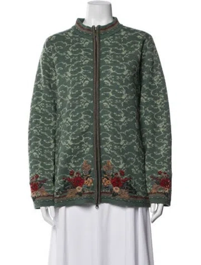 Pre-owned Pendleton Wool Floral Print Jacket In Green