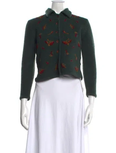 Pre-owned Pendleton Wool Floral Print Sweater In Green