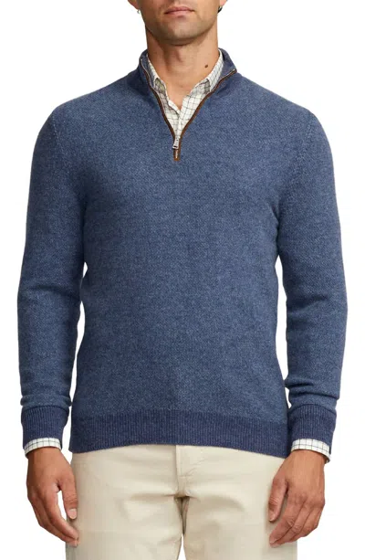 Pendleton Wool Mock Neck 1/4 Zip Sweater In Dark Blue Heather