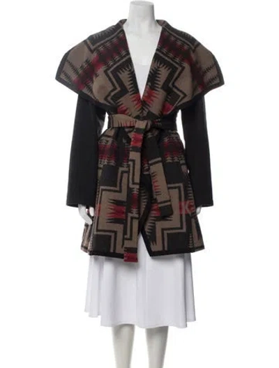 Pre-owned Pendleton Wool Patterned Coat In Black