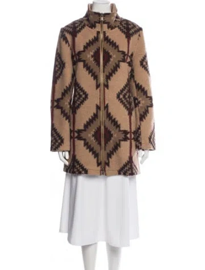 Pre-owned Pendleton Wool Patterned Coat In Brown