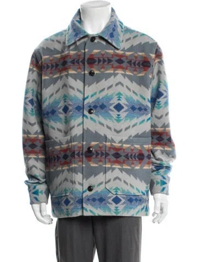 Pre-owned Pendleton Wool Patterned Jacket In Blue