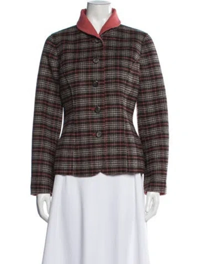 Pre-owned Pendleton Wool Plaid Print Blazer In Brown