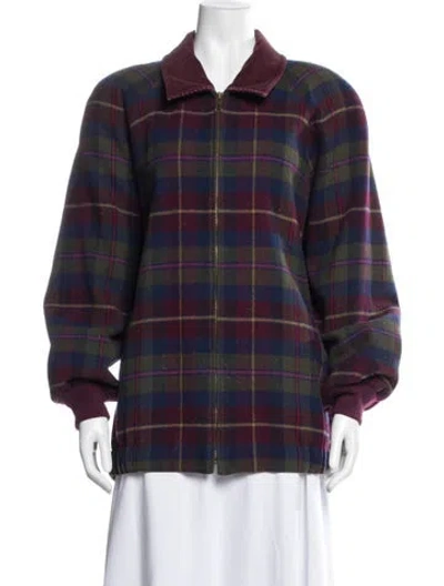 Pre-owned Pendleton Wool Plaid Print Jacket In Blue