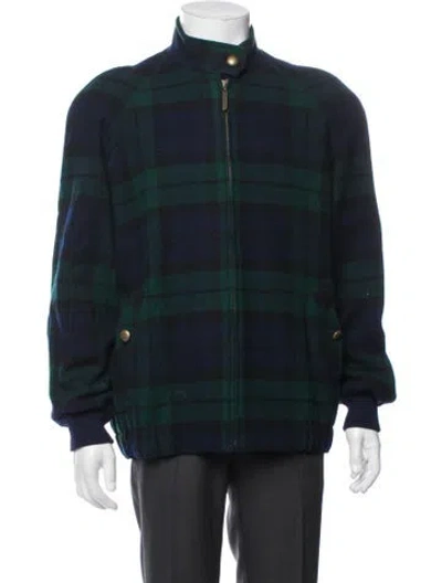 Pre-owned Pendleton Wool Plaid Print Jacket In Blue