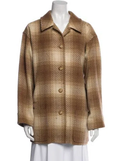 Pre-owned Pendleton Wool Plaid Print Jacket In Brown
