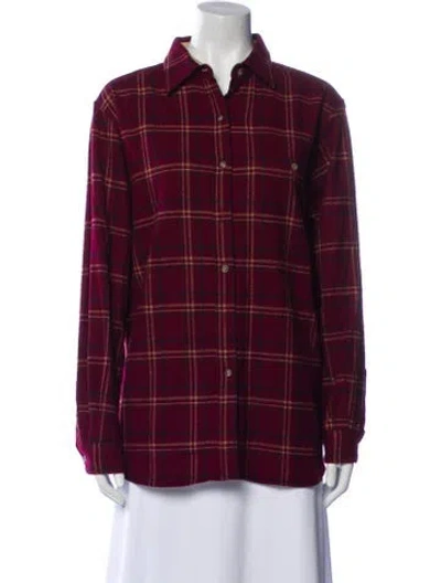 Pre-owned Pendleton Wool Plaid Print Jacket In Burgundy