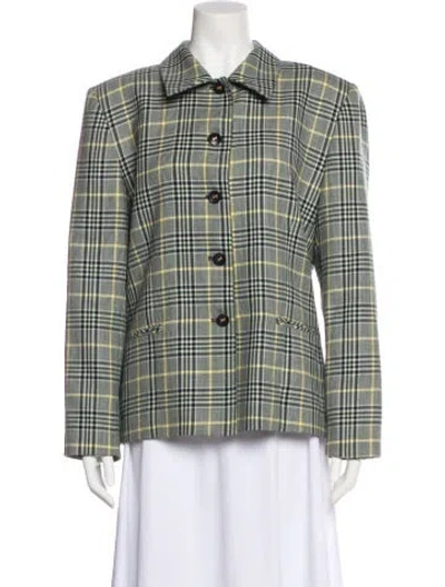 Pre-owned Pendleton Wool Plaid Print Jacket In Gray
