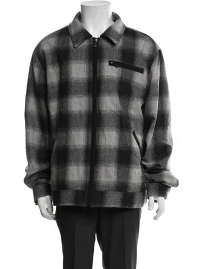 Pre-owned Pendleton Wool Plaid Print Jacket In Grey