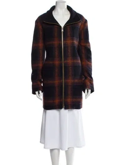 Pre-owned Pendleton Wool Plaid Print Peacoat W/ Tags In Blue