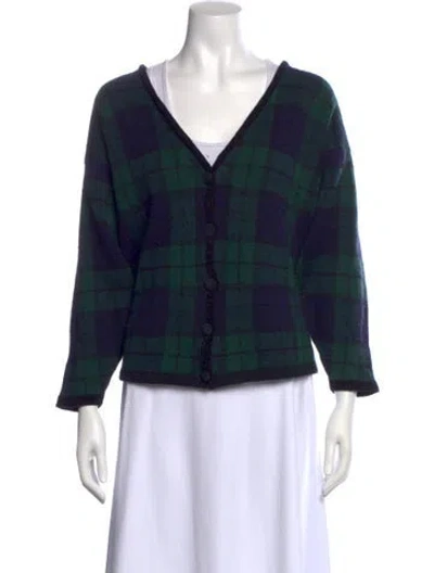 Pre-owned Pendleton Wool Plaid Print Sweater In Blue
