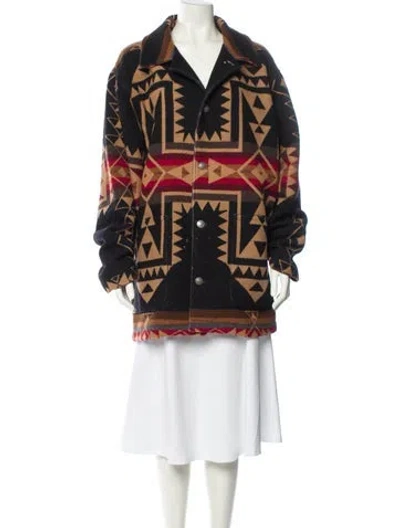 Pre-owned Pendleton Wool Printed Coat In Black