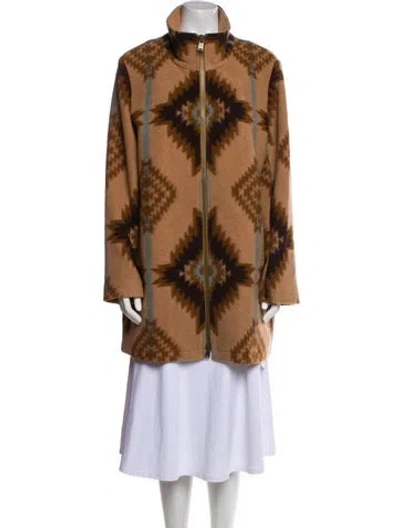 Pre-owned Pendleton Wool Printed Coat In Brown