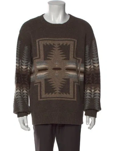 Pre-owned Pendleton Wool Printed Pullover In Brown