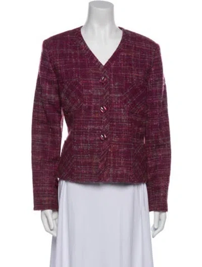 Pre-owned Pendleton Wool Tweed Pattern Evening Jacket In Burgundy