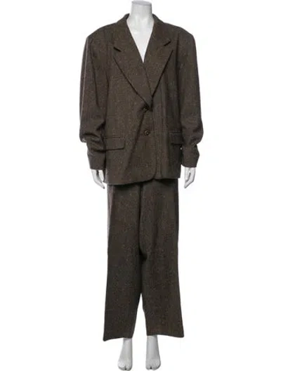 Pre-owned Pendleton Wool Tweed Pattern Pantsuit In Brown