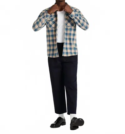 Pendleton Wyatt Long Sleeve Button Down Shirt In Tan/blue Plaid In Multi