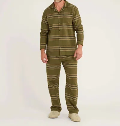 Pendleton Yakima Stripe Flannel Pajama Set In Ombre Stripe Olive In Multi