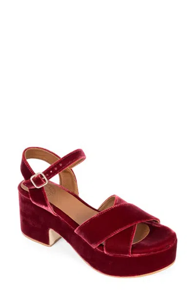 Penelope Chilvers Azalea Velvet Platform Sandal In Red