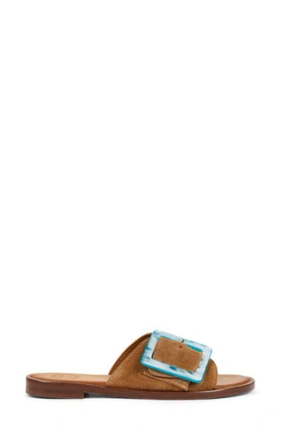 Penelope Chilvers Biarritz Buckle Leather Slide Sandal In Brown