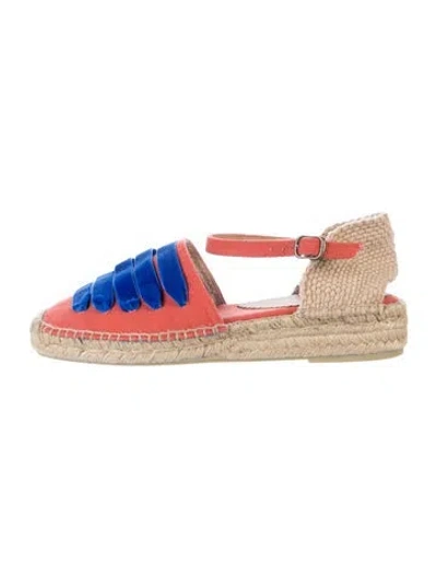 Pre-owned Penelope Chilvers Canvas Colorblock Pattern Espadrilles In Red