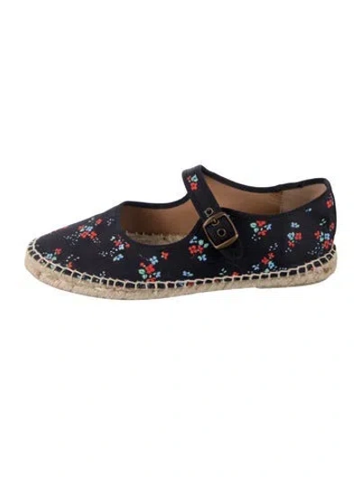 Pre-owned Penelope Chilvers Canvas Floral Print Espadrilles In Black