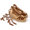 Penelope Chilvers Catalina Dali Espadrille Wedge In Honey/gold