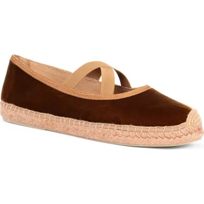 Penelope Chilvers Chico Velvet Espadrille Flat In Tan