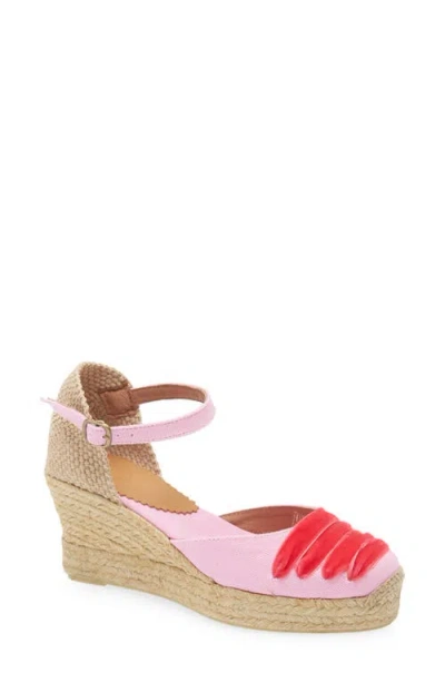 Penelope Chilvers Dali Ankle Strap Espadrille In Pink/peony